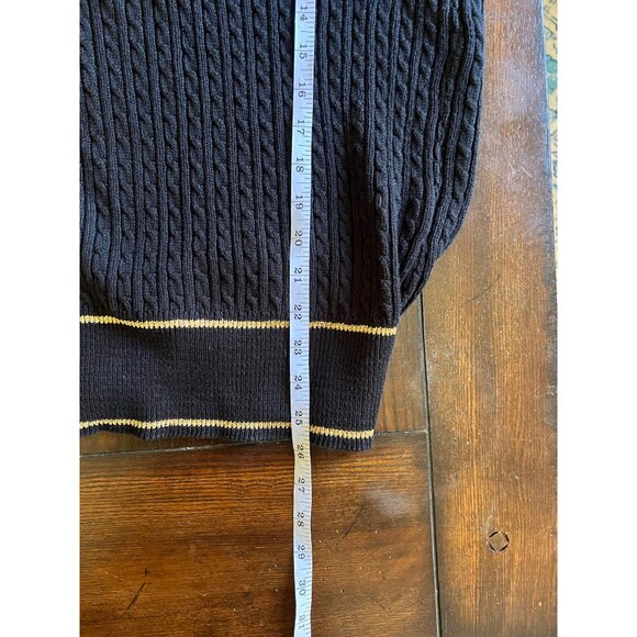 Vintage 90's Preston & York Black And Gold Long Sleeve Knit V-Neck Sweater Med - Picture 9 of 9